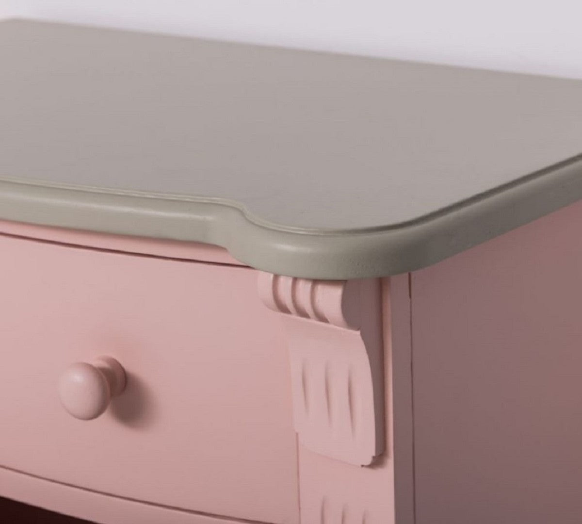 Landhausstil Kommode Rosa / Grau 80 x 48 x H. 120 cm - Massivholz Schrank mit 6 Schubladen - Landhausstil Schlafzimmer Möbel - Möbel im Landhausstil - Landhausstil Einrichtung