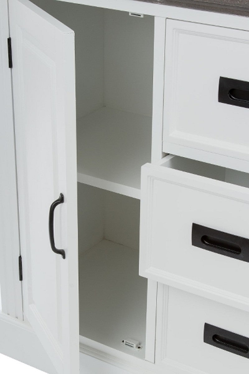 Landhausstil Kommode mit Tür und 3 Schubladen Weiß / Grau 80 x 40 x H. 85 cm - Landhausstil Möbel