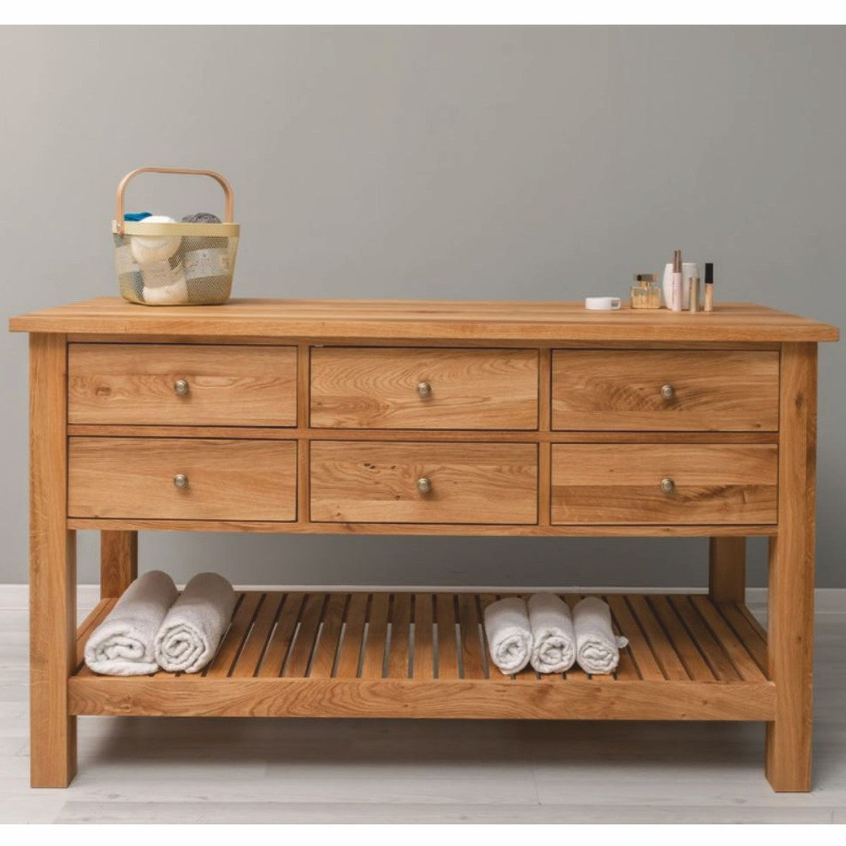 Landhausstil Kommode mit 6 Schubladen Braun 156 cm - Landhausstil Möbel