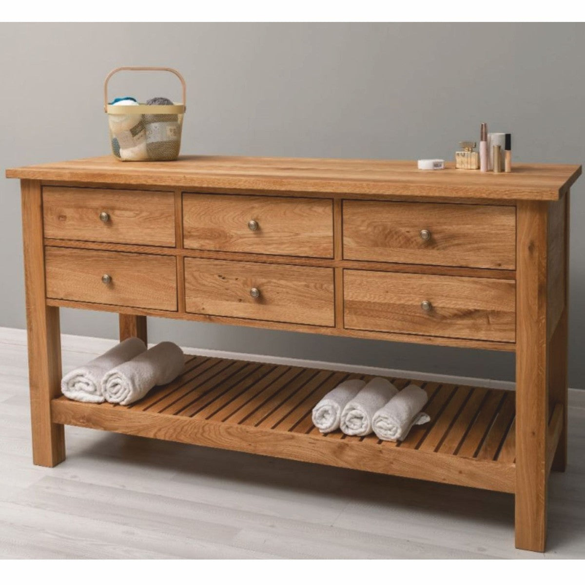 Landhausstil Kommode mit 6 Schubladen Braun 156 cm - Landhausstil Möbel