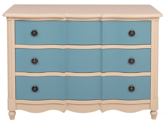 Landhausstil Kommode mit 3 Schubladen Beige / Blau 130 cm - Landhausstil Möbel