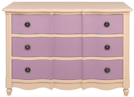 Landhausstil Kommode mit 3 Schubladen Beige / Lila 130 cm - Landhausstil Möbel