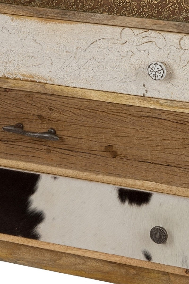 Landhausstil Kommode mit 7 Schubladen Naturfarben / Mehrfarbig 70 x 30 x H. 80 cm - Landhausstil Möbel