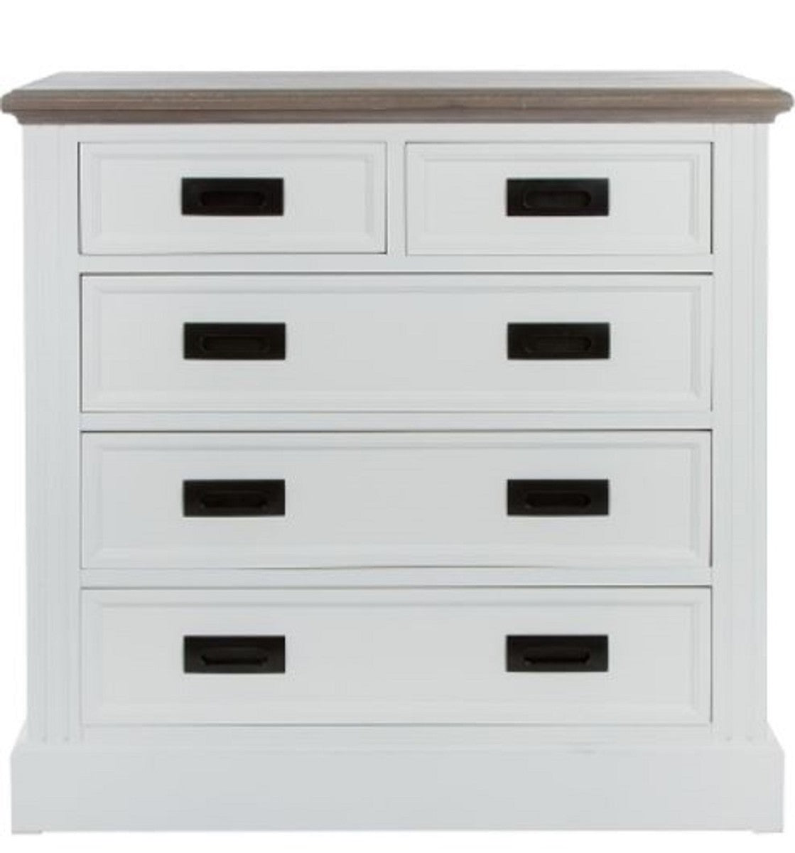 Landhausstil Kommode mit 5 Schubladen Weiß / Grau 85 x 40 x H. 86 cm - Landhausstil Möbel