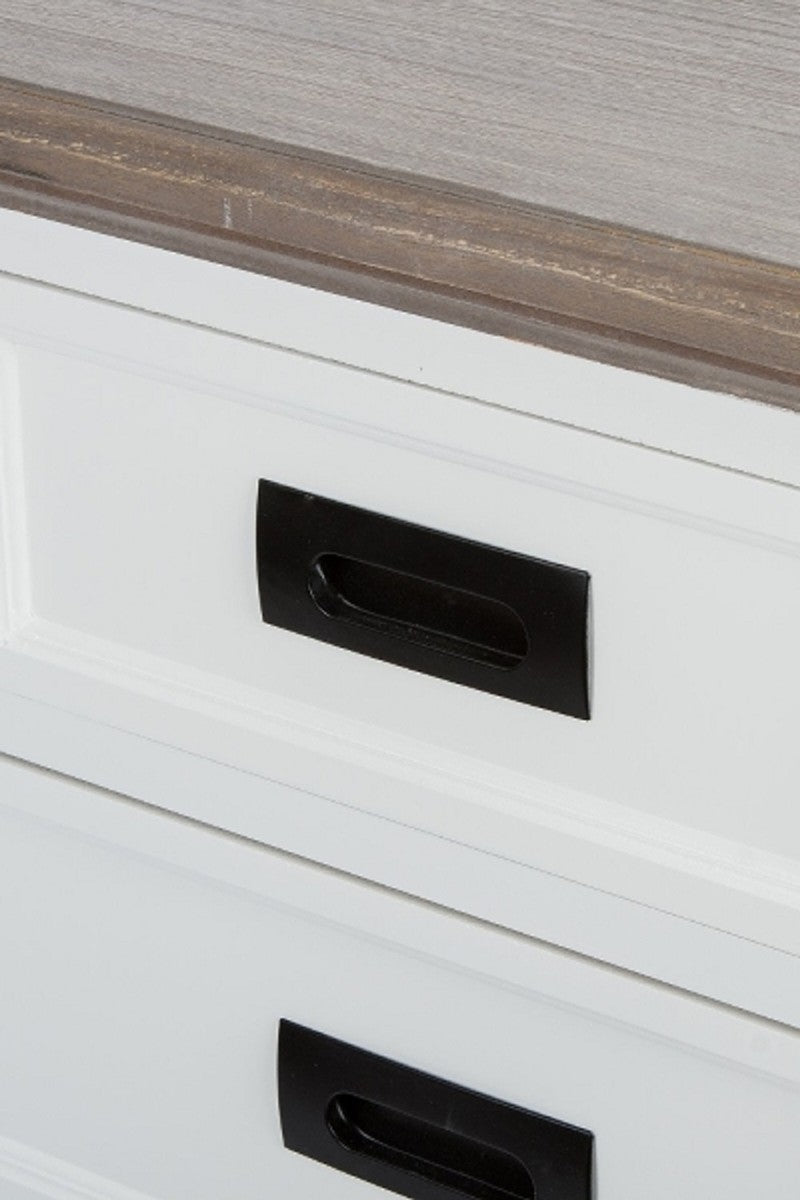 Landhausstil Kommode mit 5 Schubladen Weiß / Grau 85 x 40 x H. 86 cm - Landhausstil Möbel