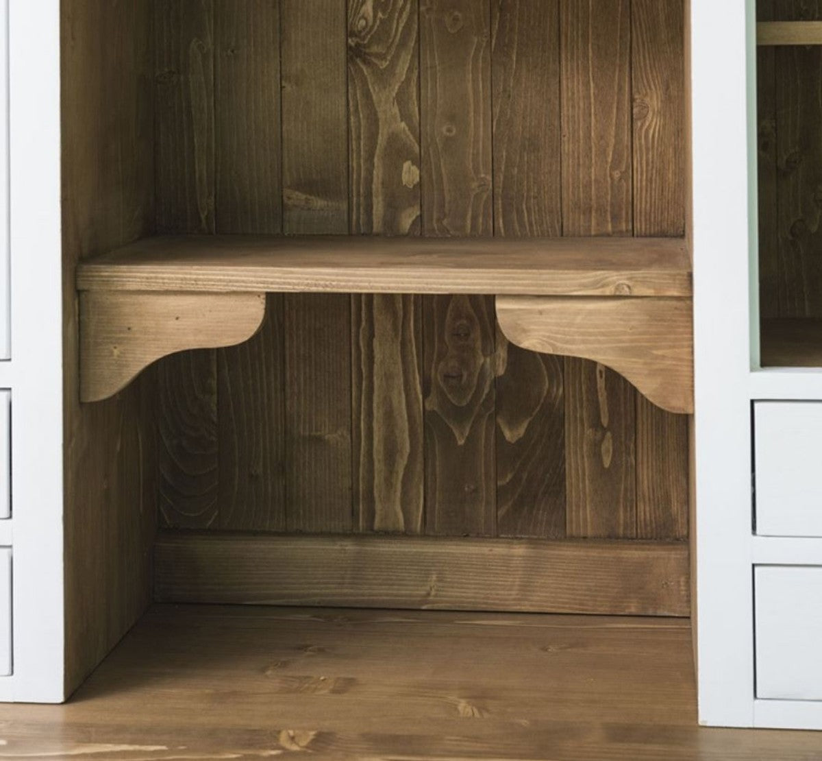 Landhausstil Küchenschrank Weiß / Braun 137 x 50 x H. 197 cm - 2 Teiliger Küchenschrank mit 5 Türen und 7 Schubladen - Landhausstil Küchenmöbel