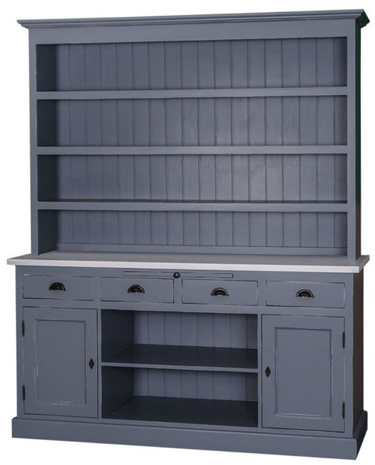 Landhausstil Küchenschrank Antik Blau / Grau 178 x 50 x H. 210 cm - Landhausstil Küchenmöbel