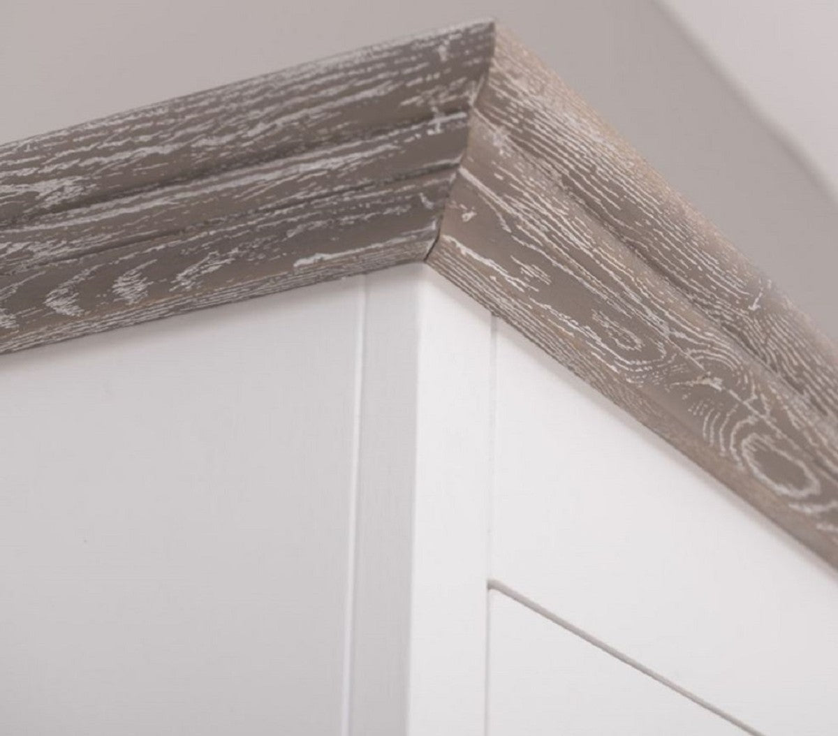 Landhausstil Küchenschrank Weiß / Grau 138 x 50 x H. 197 cm - 2 Teiliger Küchenschrank mit 5 Türen und 7 Schubladen - Landhausstil Küchenmöbel