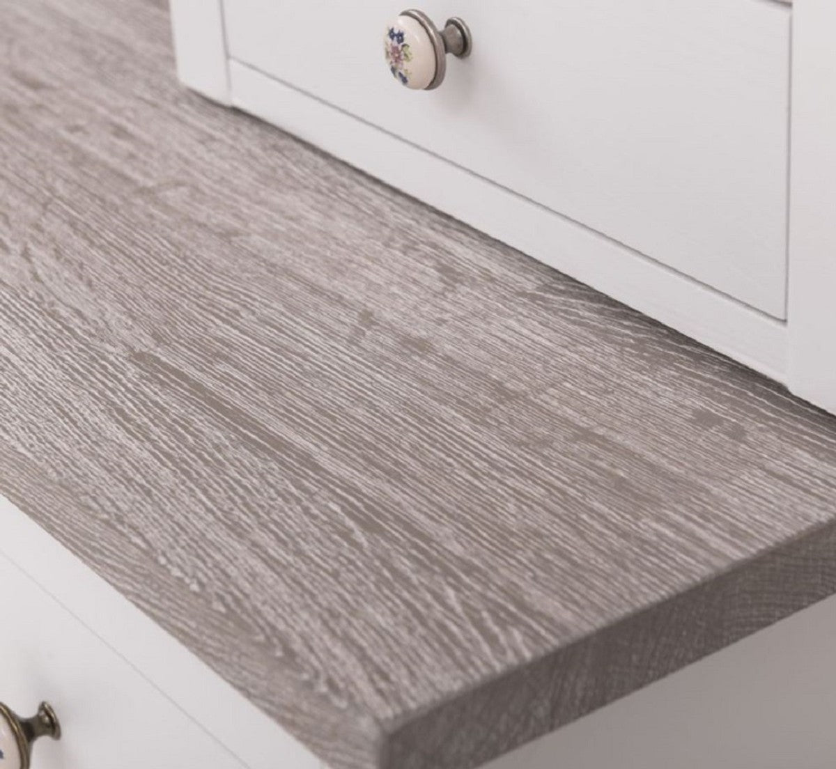 Landhausstil Küchenschrank Weiß / Grau 138 x 50 x H. 197 cm - 2 Teiliger Küchenschrank mit 5 Türen und 7 Schubladen - Landhausstil Küchenmöbel