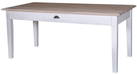 Landhausstil Küchentisch Weiß / Naturfarben - Verschiedene Größen - Landhausstil Esstisch mit Schublade