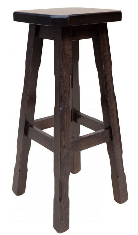 Landhausstil Barhocker Dunkelbraun H. 80 cm - Massivholz Bar Möbel