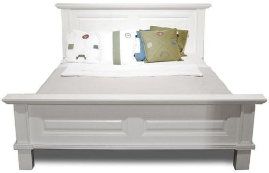 Landhausstil Doppelbett Weiß 200 x 200 x H. 110 cm - Massivholz Bett - Landhausstil Schlafzimmer Möbel