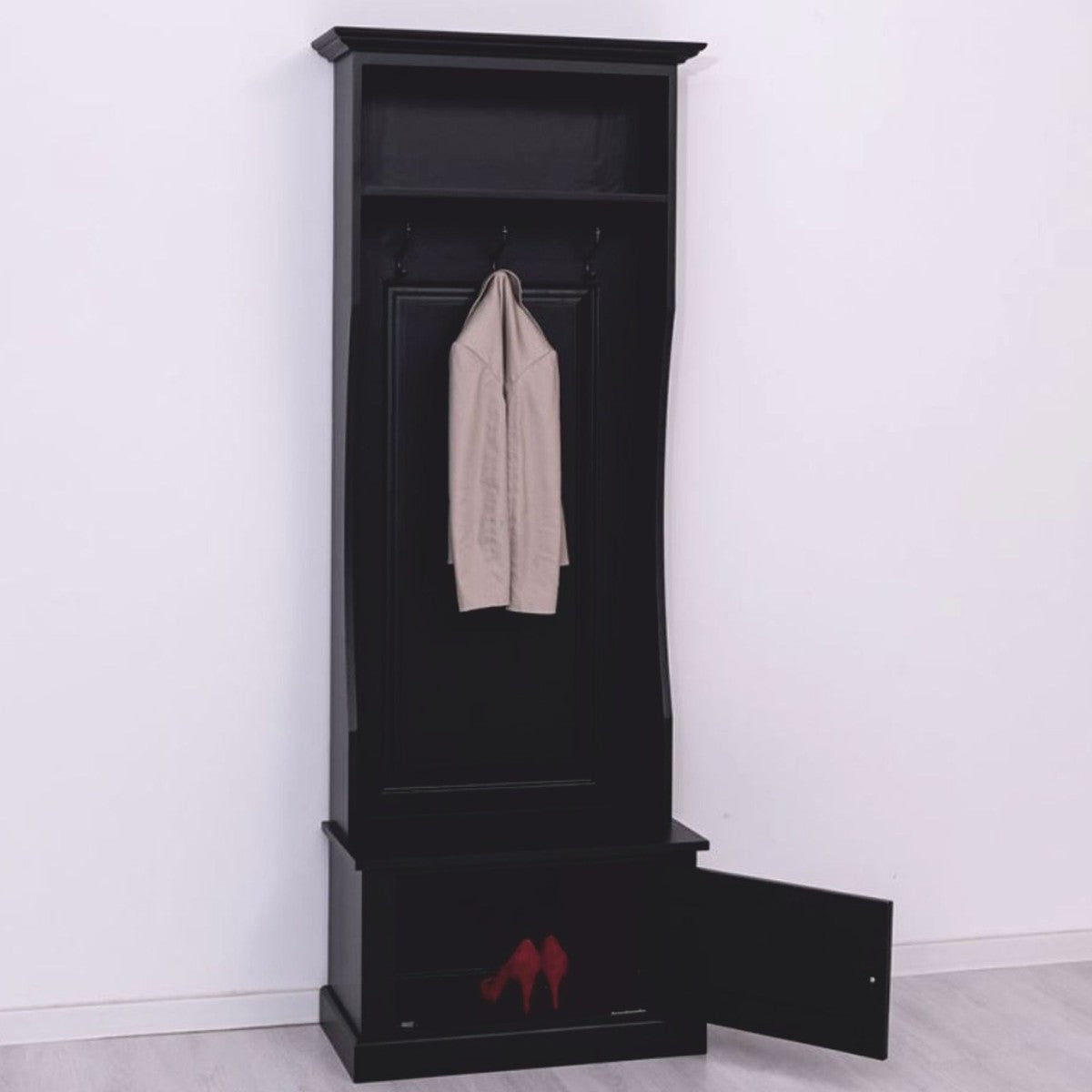 Landhausstil Garderobe Schwarz 80 x H. 210 cm - Garderoben Möbel