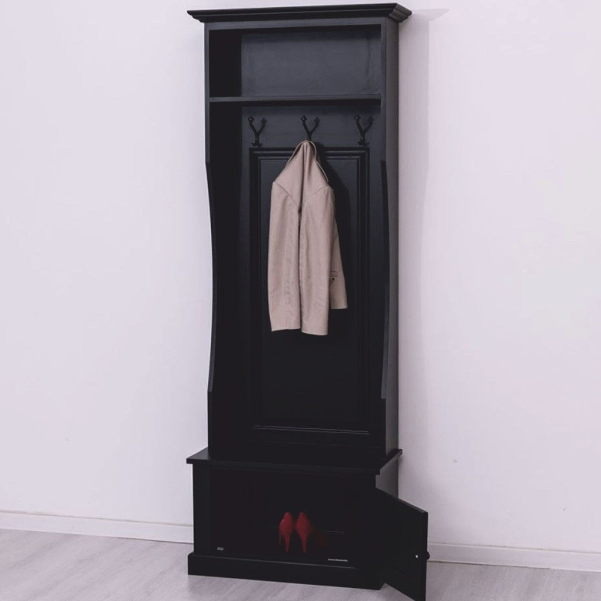 Landhausstil Garderobe Schwarz 80 x H. 210 cm - Garderoben Möbel
