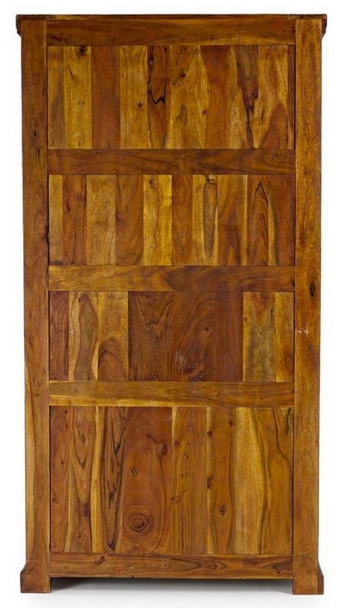 Landhausstil Bücherschrank Braun / Naturfarben 100 x 35 x H. 185 cm - Massivholz Schrank - Regalschrank - Wohnzimmerschrank - Büroschrank - Landhausstil Möbel