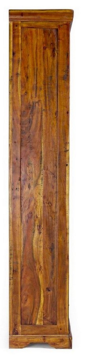 Landhausstil Bücherschrank Braun / Naturfarben 100 x 35 x H. 185 cm - Massivholz Schrank - Regalschrank - Wohnzimmerschrank - Büroschrank - Landhausstil Möbel