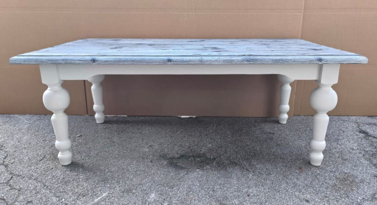 Landhausstil Couchtisch Grau / Weiß 120 cm - Landhausstil Wohnzimmer Möbel