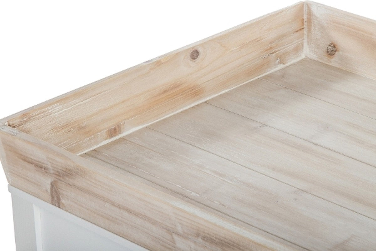Landhausstil Beistelltisch mit abnehmbarem Tablett Naturfarben / Weiß 100 x 50 x H. 55 cm - Landhausstil Möbel