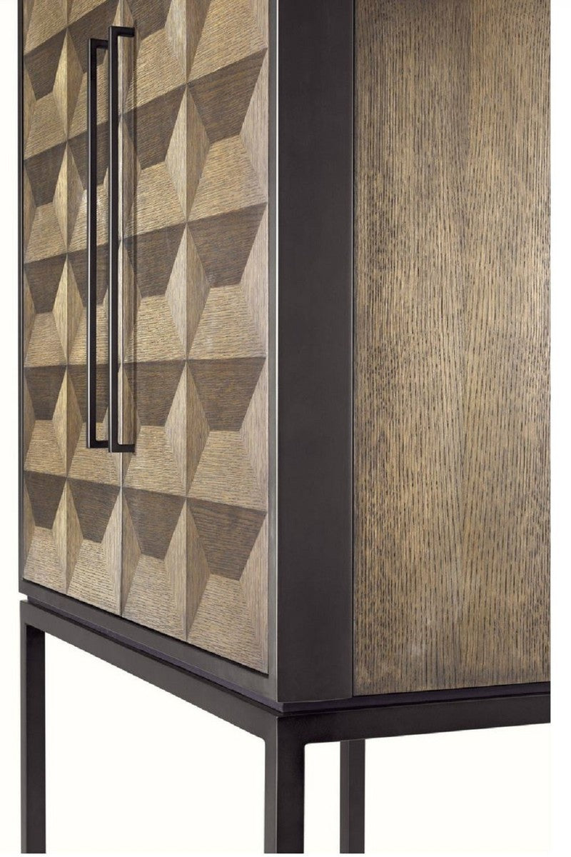 Luxus Weinschrank mit 2 Türen Braun / Dunkelbraun / Schwarz 95 x 58 x H. 168,5 cm - Barmöbel - Luxus Qualität