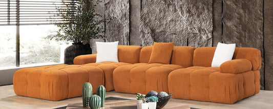 Luxus Wohnzimmer Sofa Braun 300 x 200 x H. 70 cm - Modulares 4 Teiliges Ecksofa - Hotel Sofa - Wohnzimmer Möbel - Hotel Möbel - Luxus Möbel