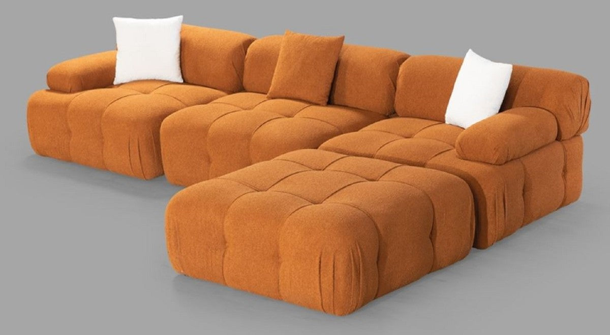 Luxus Wohnzimmer Sofa Braun 300 x 200 x H. 70 cm - Modulares 4 Teiliges Ecksofa - Hotel Sofa - Wohnzimmer Möbel - Hotel Möbel - Luxus Möbel