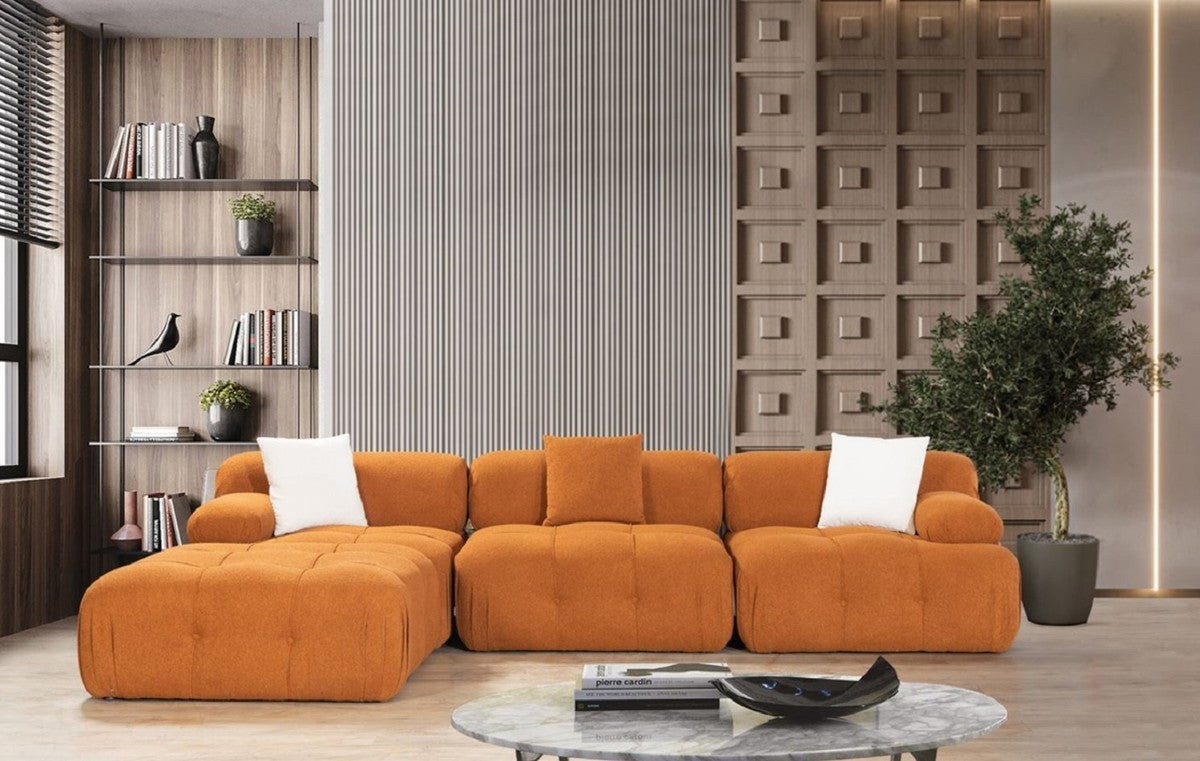 Luxus Wohnzimmer Sofa Braun 300 x 200 x H. 70 cm - Modulares 4 Teiliges Ecksofa - Hotel Sofa - Wohnzimmer Möbel - Hotel Möbel - Luxus Möbel
