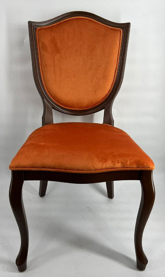 Art Deco Esszimmer Stuhl Orange / Dunkelbraun - Art Deco Massivholz Stuhl - Art Deco Esszimmermöbel - Art Deco Möbel - Art Deco Einrichtung - Möbel im Art Deco Stil