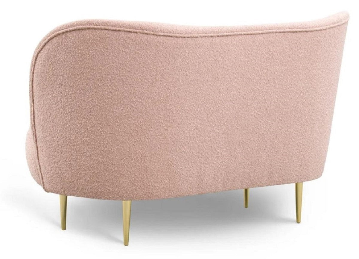 Luxus Wohnzimmer Set Rosa / Gold - 2 Luxus Sofas mit gebogener Rückenlehne & 2 Luxus Sessel mit gebogener Rückenlehne - Wohnzimmer Möbel - Luxus Möbel - Luxus Einrichtung