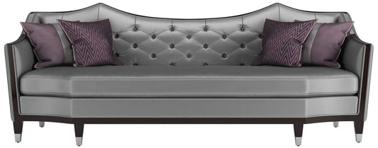 Luxus Wohnzimmer Sofa Silber / Dunkelbraun 253 x 95 x H. 105 cm - Luxus Qualität - Luxus Wohnzimmer Möbel