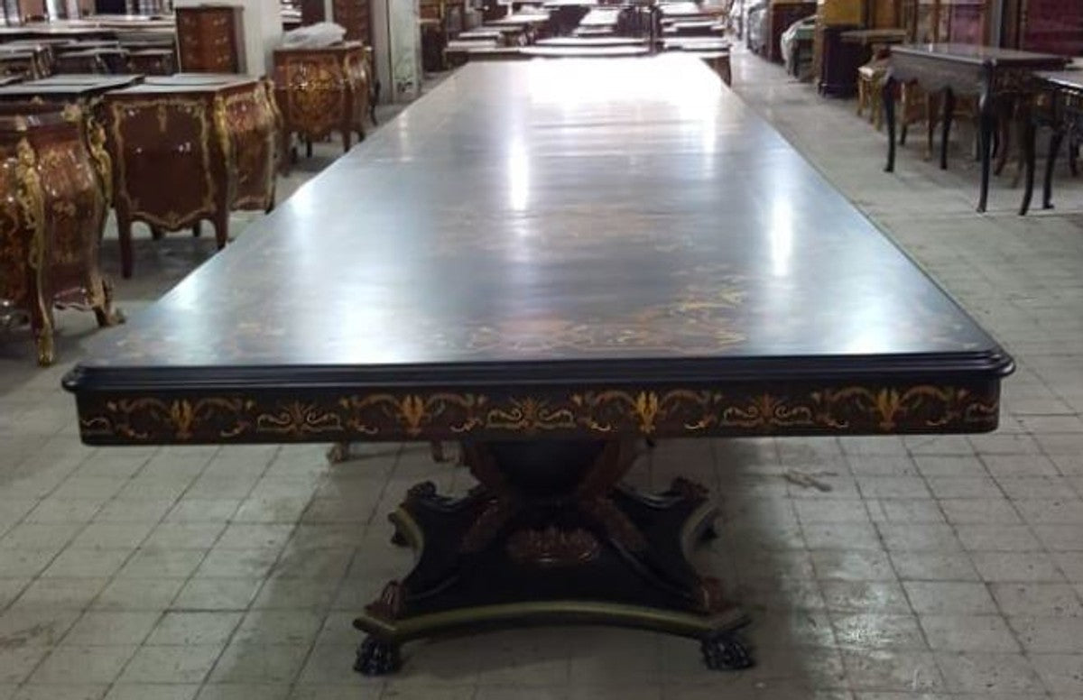 Barock Esstisch Dunkelbraun - Verschiedene Größen - Riesiger prunkvoller Massivholz Esszimmertisch - Hotel Restaurant Schloss Möbel - Barock Esszimmer Möbel