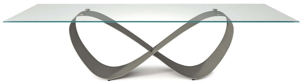 Designer Esstisch Titangrau - Verschiedene Tischgrößen - Moderner rechteckiger Esszimmertisch mit abgeschrägter Glasplatte - Esszimmer Möbel - Luxus Qualität