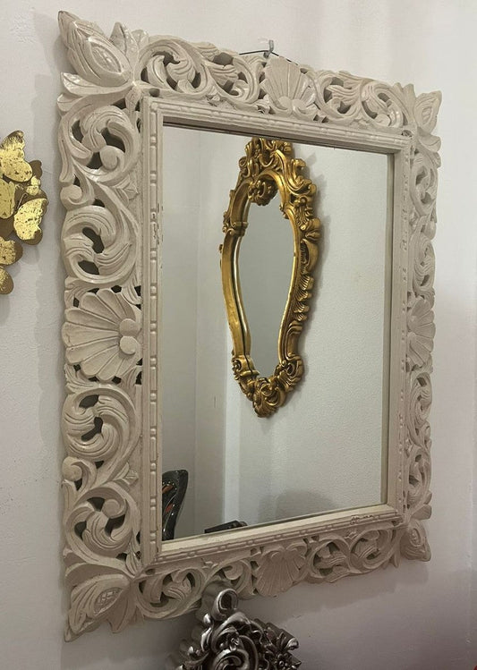 Barock Spiegel / Wandspiegel Weiß H. 80 cm - Barockstil Möbel