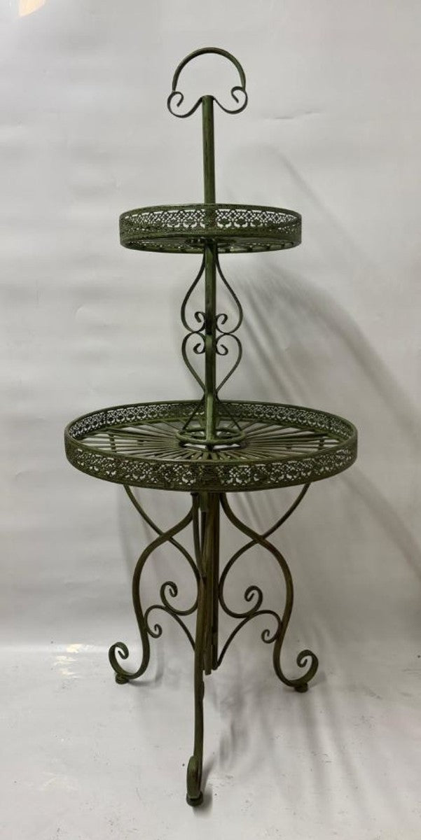 Jugendstil Metall Blumenetagere Antik Grün H. 140 cm - Garten Deko
