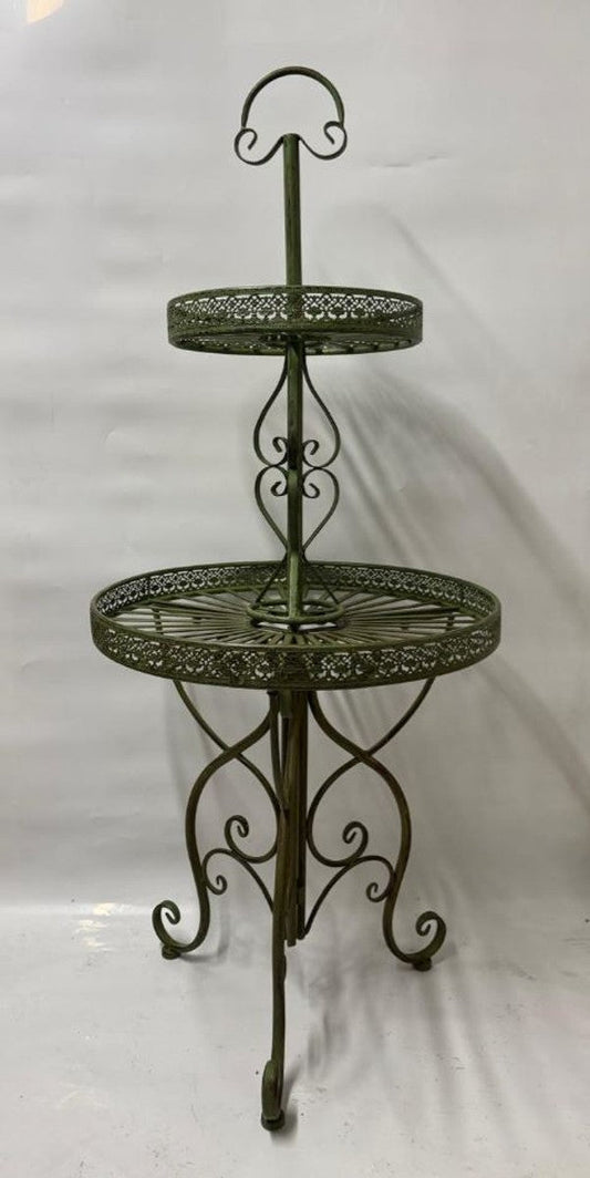 Jugendstil Metall Blumenetagere Antik Grün H. 140 cm - Garten Deko