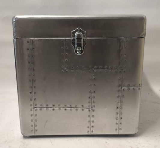 Aluminium Beistelltisch / Truhe 50 cm - Art Deco Vintage Flieger Möbel