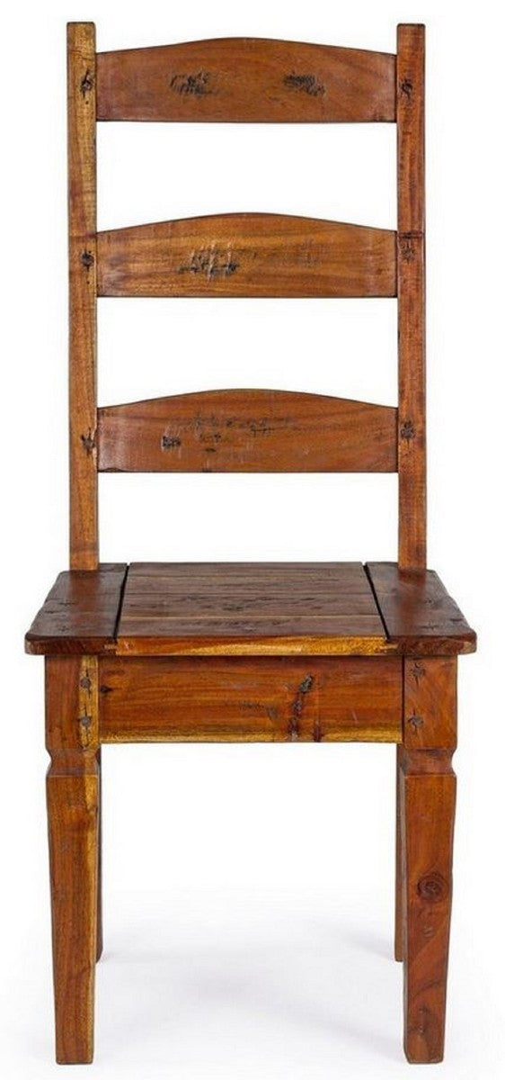 Landhausstil Esszimmerstuhl 8er Set Braun / Naturfarben 45 x 45 x H. 105 cm - Rustikale Esszimmerstühle im Landhausstil - Rustikale Esszimmer Möbel - Landhausstil Esszimmer Möbel