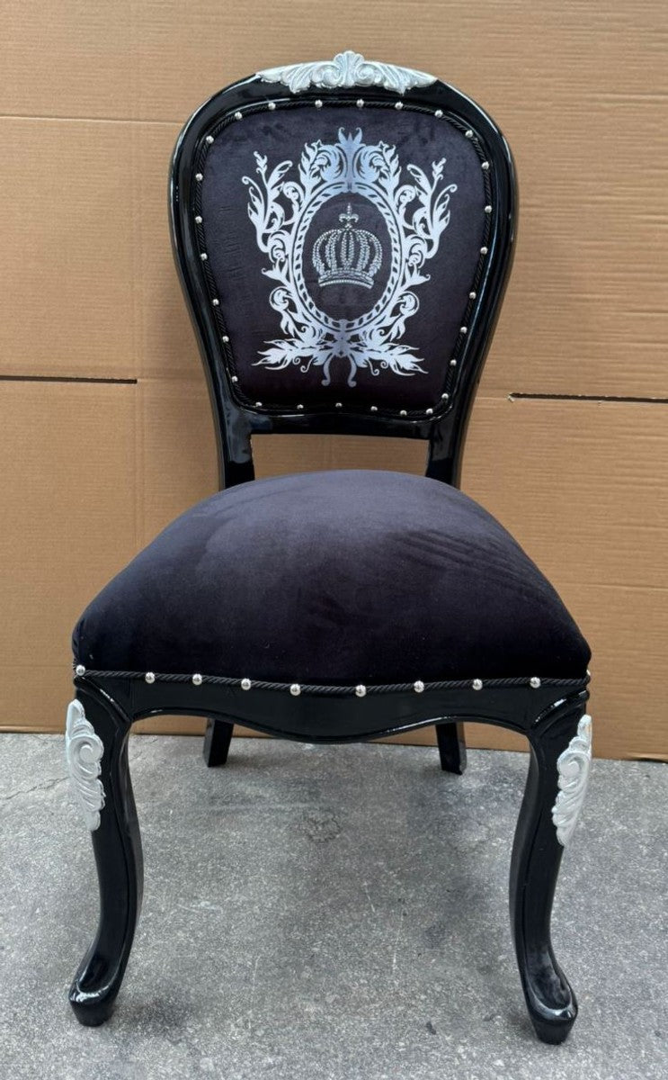 Pompöös by Luxus Barock Esszimmer Stuhl Schwarz / Silber - designed by Harald Glööckler