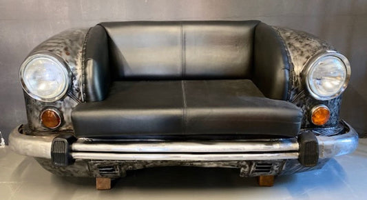 Designer Autosofa Schwarz / Grau / Silber 158 x 83 x H. 70 cm - Wohnzimmer Sofa im Auto Design - Wohnzimmer Auto Möbel