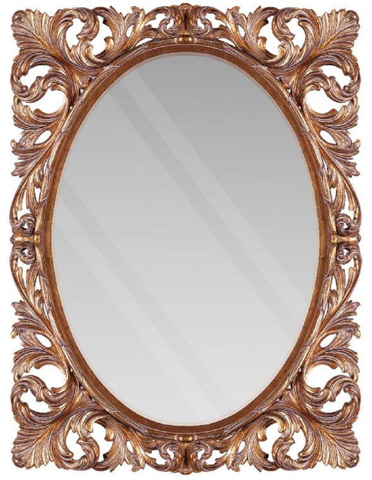 Barock Spiegel Kupferfarben 92 x 6 x H. 123 cm - Handgeschnitzter Wandspiegel im Barockstil - Garderoben Spiegel - Wohnzimmer Spiegel - Barock Möbel