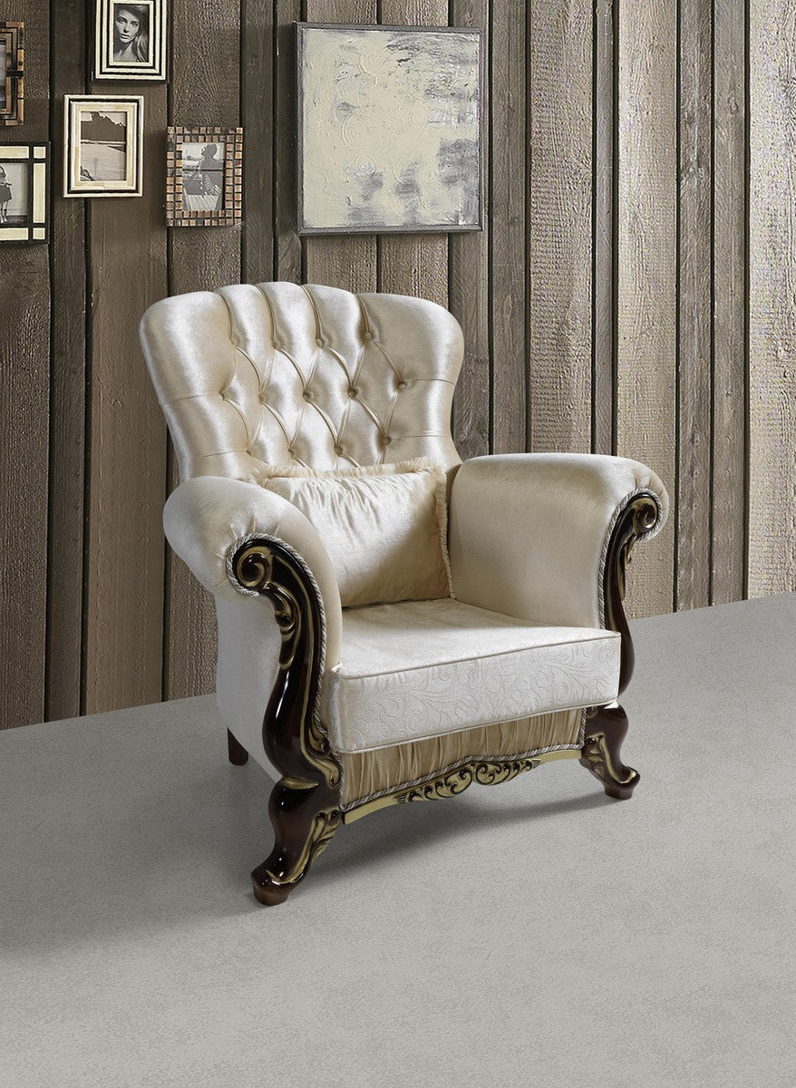 Barock Wohnzimmer Set Champagnerfarben / Schwarz / Gold - 2 Sofas & 2 Sessel & 1 Couchtisch - Wohnzimmer Möbel - Edel & Prunkvoll