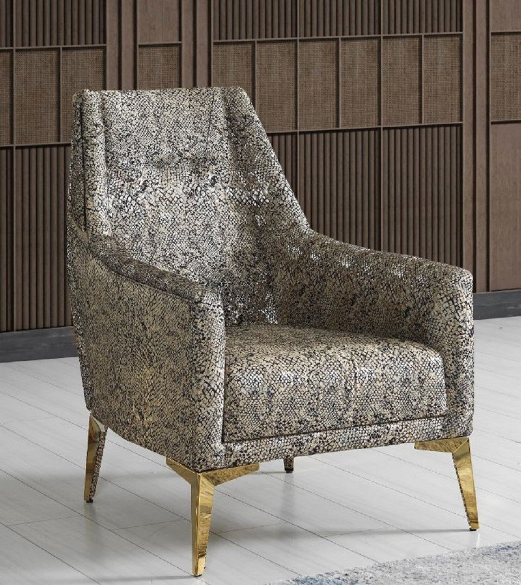 Luxus Wohnzimmer Set Grau / Gold - 2 Sofas & 2 Sessel & 1 Couchtisch - Moderne Wohnzimmer Möbel - Luxus Qualität