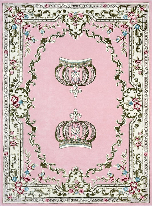 Pompöös by Luxus Barock Teppich Krone von Harald Glööckler Rosa - Verschiedene Größen