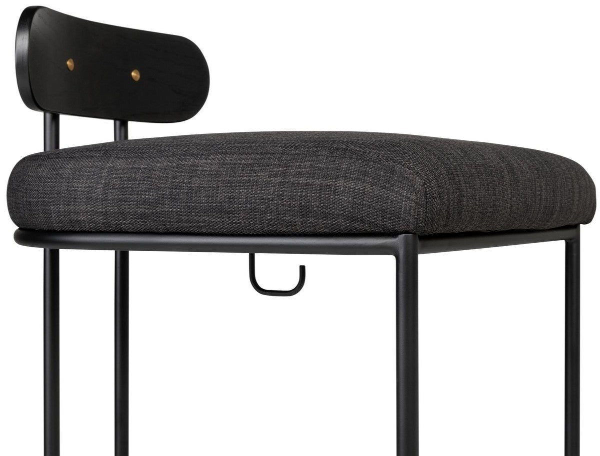 Designer Barstuhl Schwarz 46 x 46 x H. 92 cm - Moderner Barhocker mit pulverbeschichtetem Stahl - Luxus Barmöbel