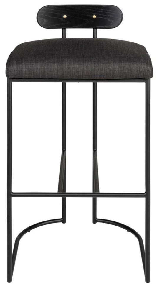Designer Barstuhl Schwarz 46 x 46 x H. 92 cm - Moderner Barhocker mit pulverbeschichtetem Stahl - Luxus Barmöbel