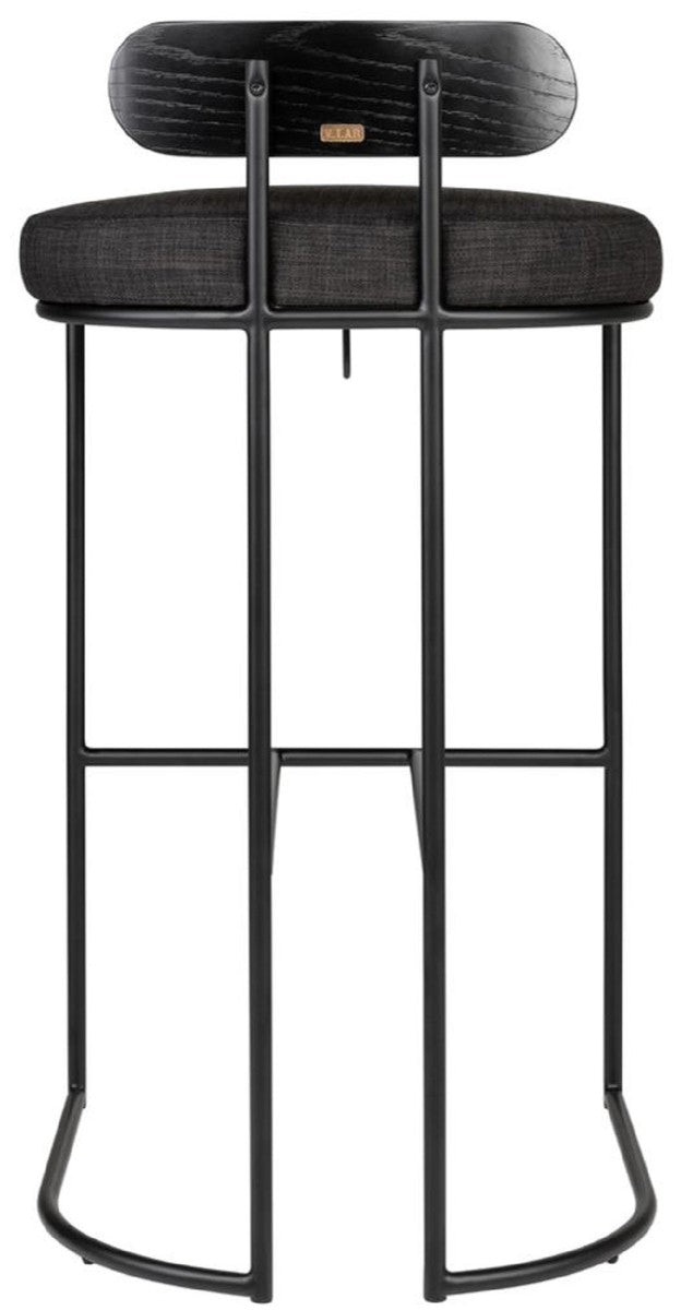 Designer Barstuhl Schwarz 46 x 46 x H. 92 cm - Moderner Barhocker mit pulverbeschichtetem Stahl - Luxus Barmöbel