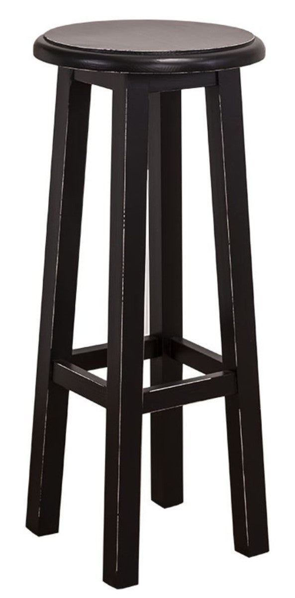 Landhausstil Barstuhl Antik Stil Schwarz Ø 35 x H. 82 cm - Landhausstil Möbel