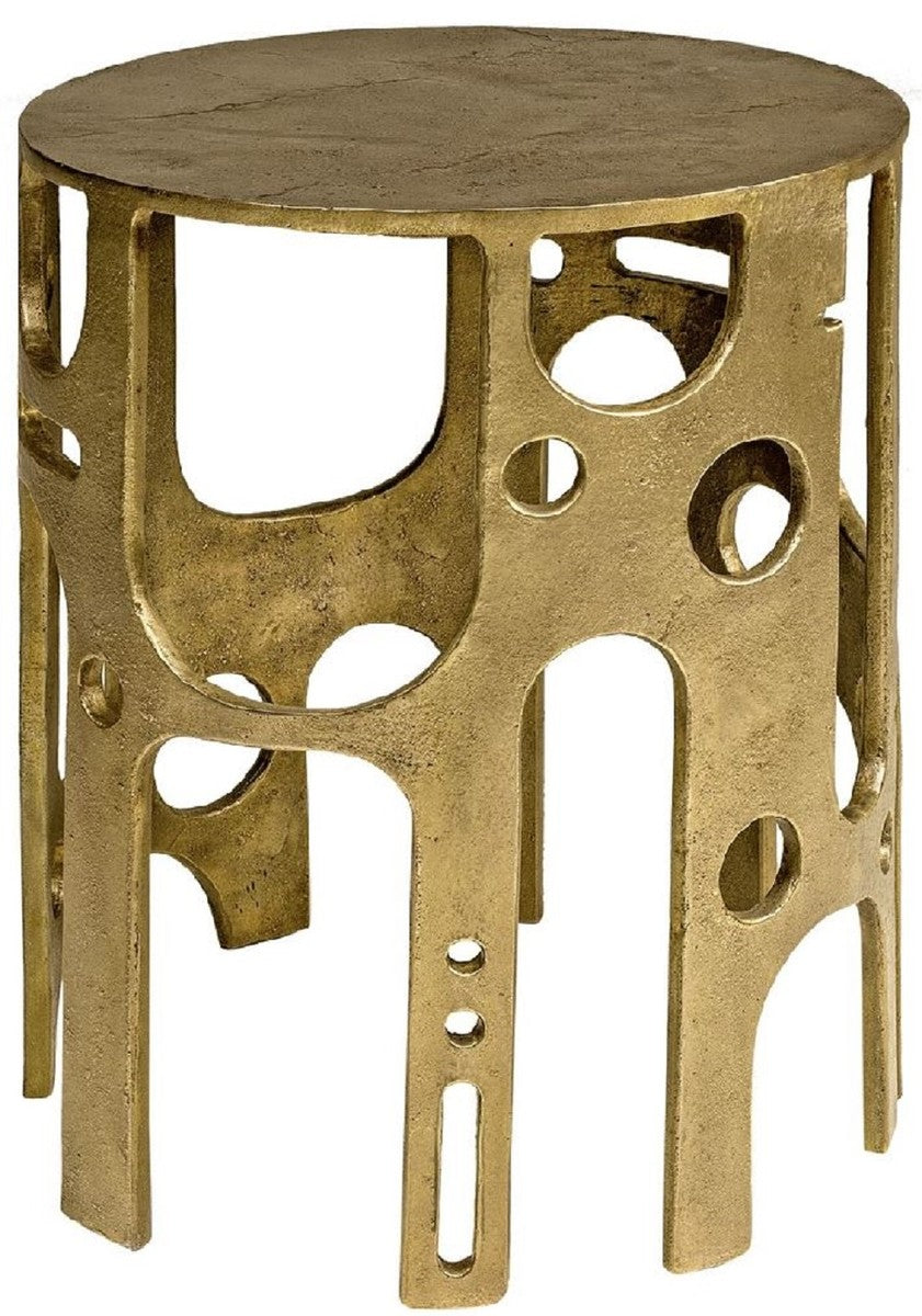 Designer Beistelltisch Bronze Ø 50 x H. 60 cm - Runder Aluminium Tisch - Wohnzimmer Möbel - Luxus Möbel - Designer Möbel - Luxus Einrichtung - Designer Einrichtung