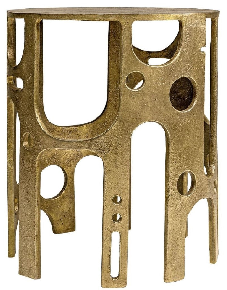 Designer Beistelltisch Bronze Ø 50 x H. 60 cm - Runder Aluminium Tisch - Wohnzimmer Möbel - Luxus Möbel - Designer Möbel - Luxus Einrichtung - Designer Einrichtung
