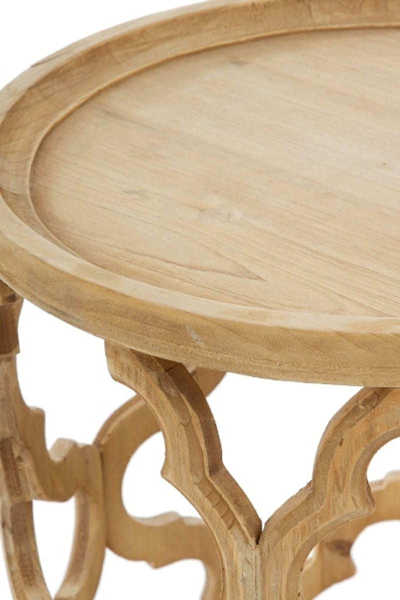 Designer Beistelltisch Naturfarben Ø 40 x H. 54 cm - Moderner Runder Holztisch