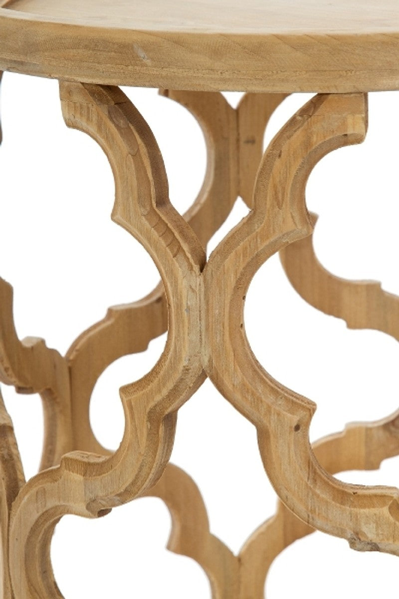 Designer Beistelltisch Naturfarben Ø 40 x H. 54 cm - Moderner Runder Holztisch